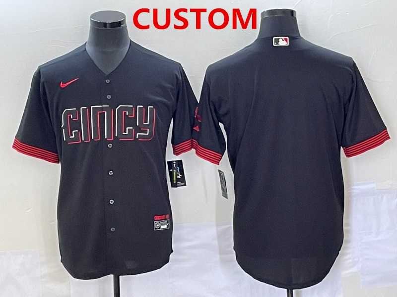 Mens Cincinnati Reds Custom Black 2023 City Connect Cool Base Stitched Jersey->customized mlb jersey->Custom Jersey